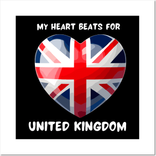 My Heart Beats For United Kingdom Flag Posters and Art